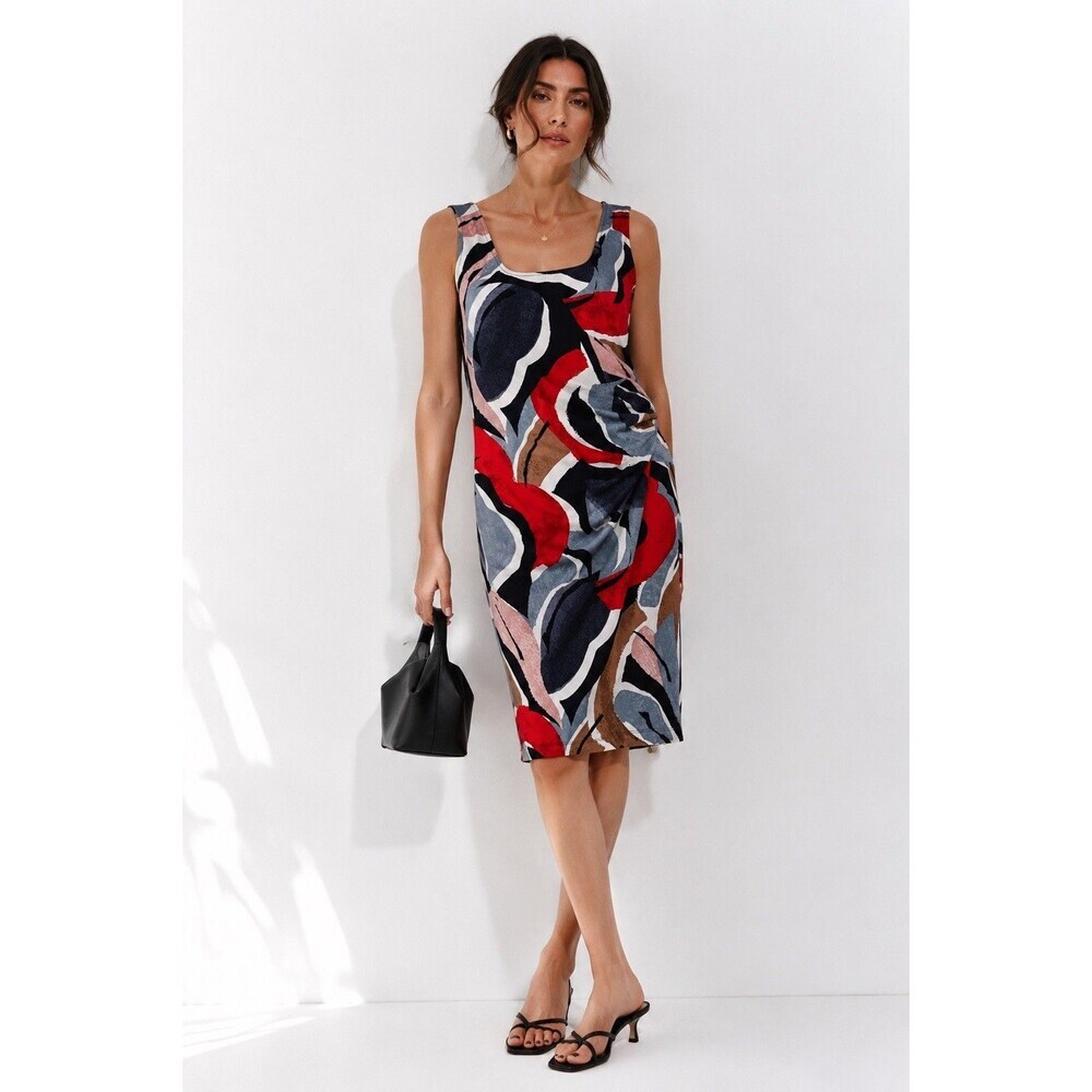 NIC+ZOE Americana Twist Front Abstract Print Sleeveless Sheath Dress NWT Medium